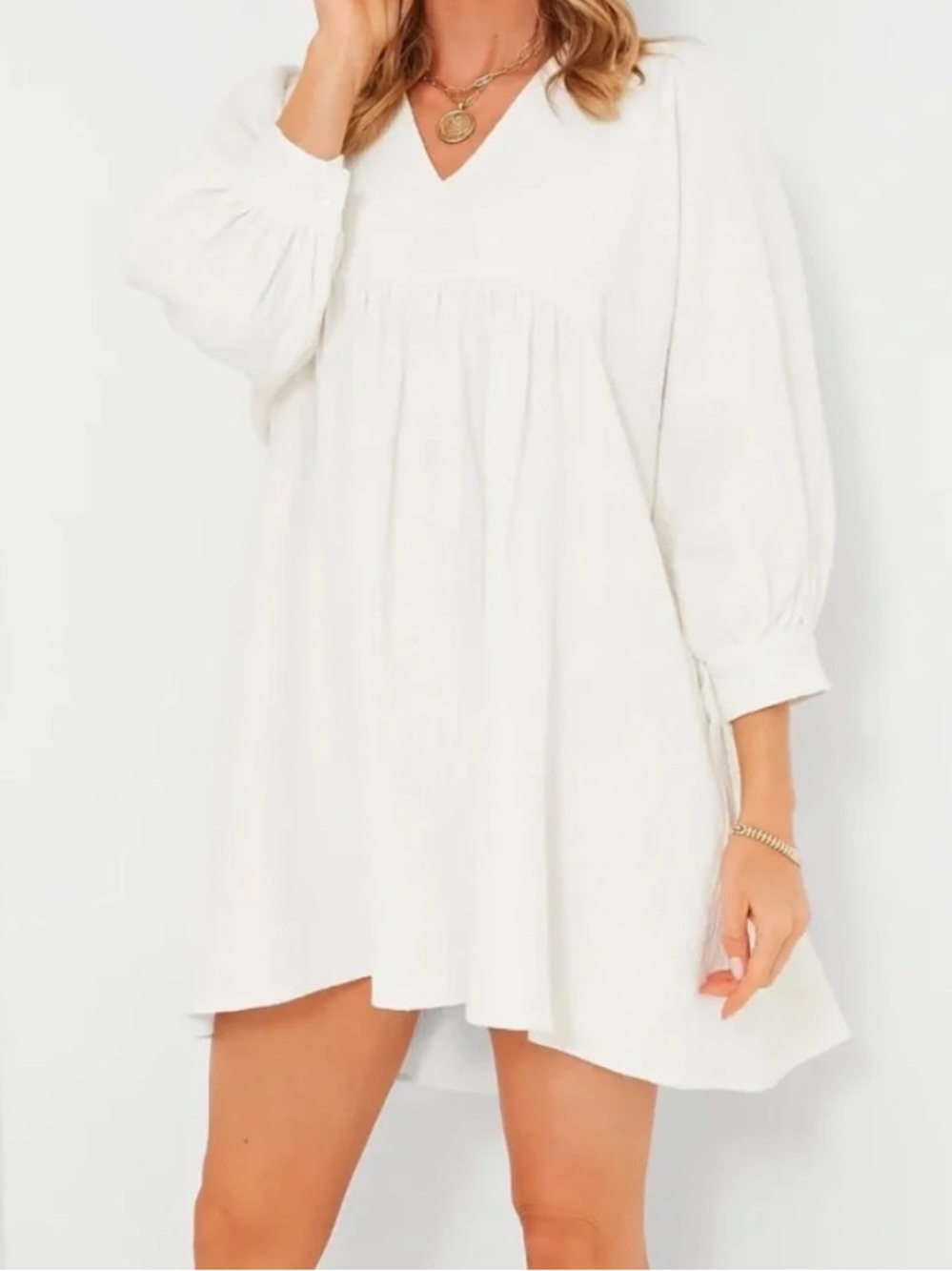 Pomander Place Tuckernuck | White Gauze Millie Dress | V-Neck Babydoll | XL NWT